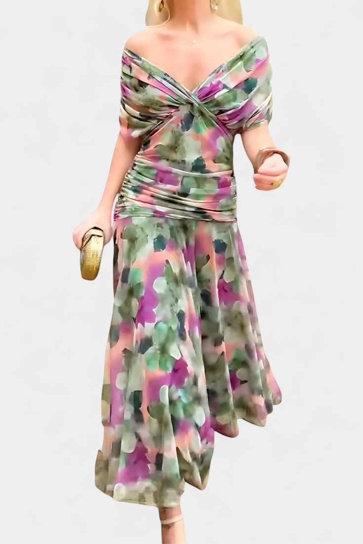 LOTTE™ | Elegant V-Neck Maxi Dress with Flowing Silhouette