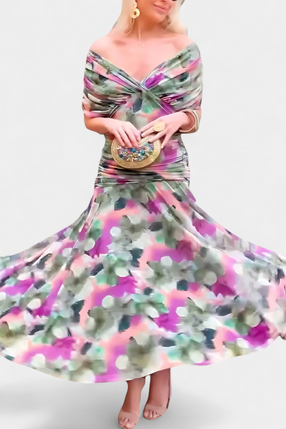 LOTTE™ | Elegant V-Neck Maxi Dress with Flowing Silhouette