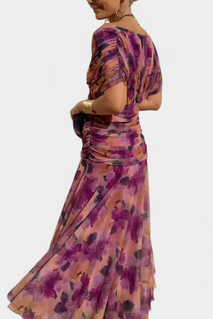 LOTTE™ | Elegant V-Neck Maxi Dress with Flowing Silhouette