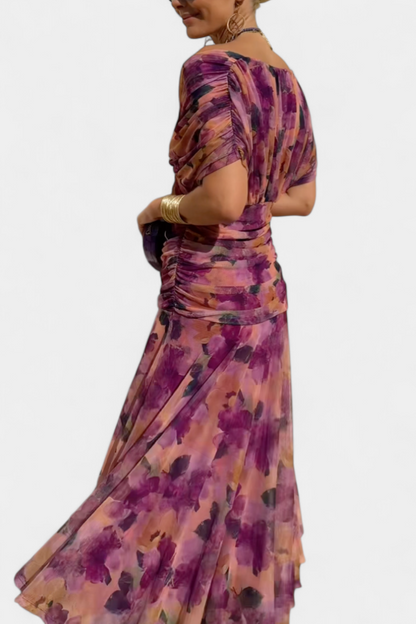 LOTTE™ | Elegant V-Neck Maxi Dress with Flowing Silhouette